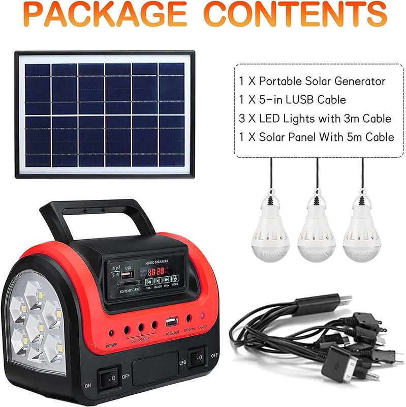 Dc Led Işıklar Evde Kullanım İçin Güneş Enerjisi Jeneratörü Mini Ev Aydınlatma Kiti