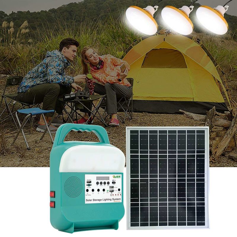 Ev ve Dış Mekan İçin Enerji Depolama Solar Şarj Edilebilir Işık Sistemi 12V Kiti
