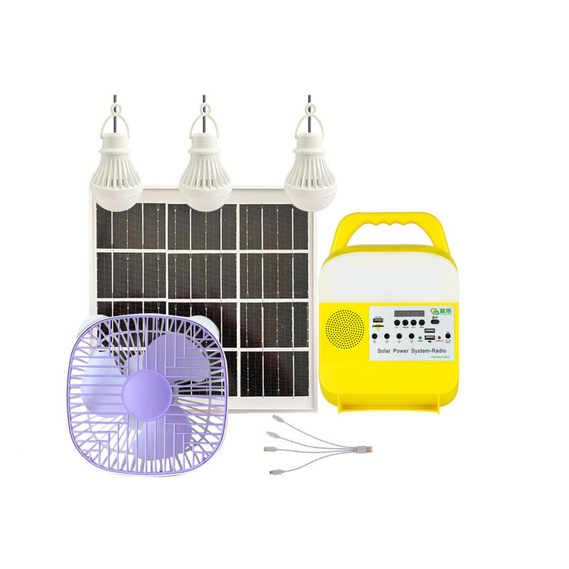 Fan ile Ev Kullanımı İçin Mini Taşınabilir Solar Şarj İstasyonu Güneş Enerjili Aydınlatma Radyolar Sistemi Kiti