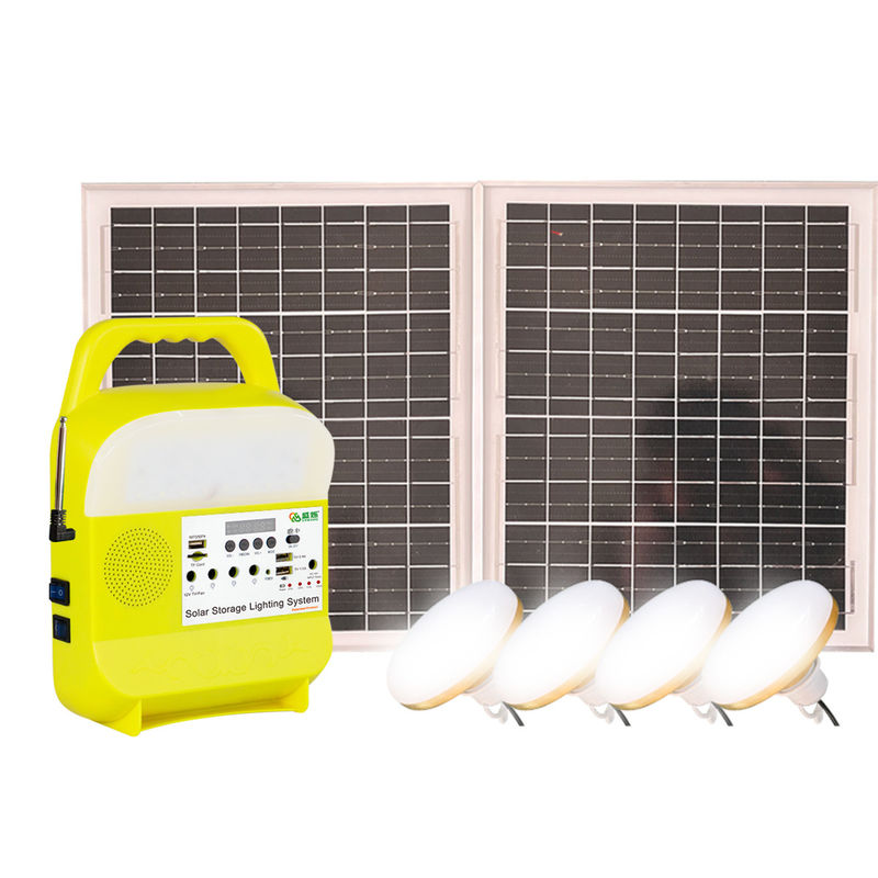 45W 16V Mini Küçük Güneş Aydınlatma Sistemi Kiti 4 Ampüller Çit Dış Mekan ile LED Lamba