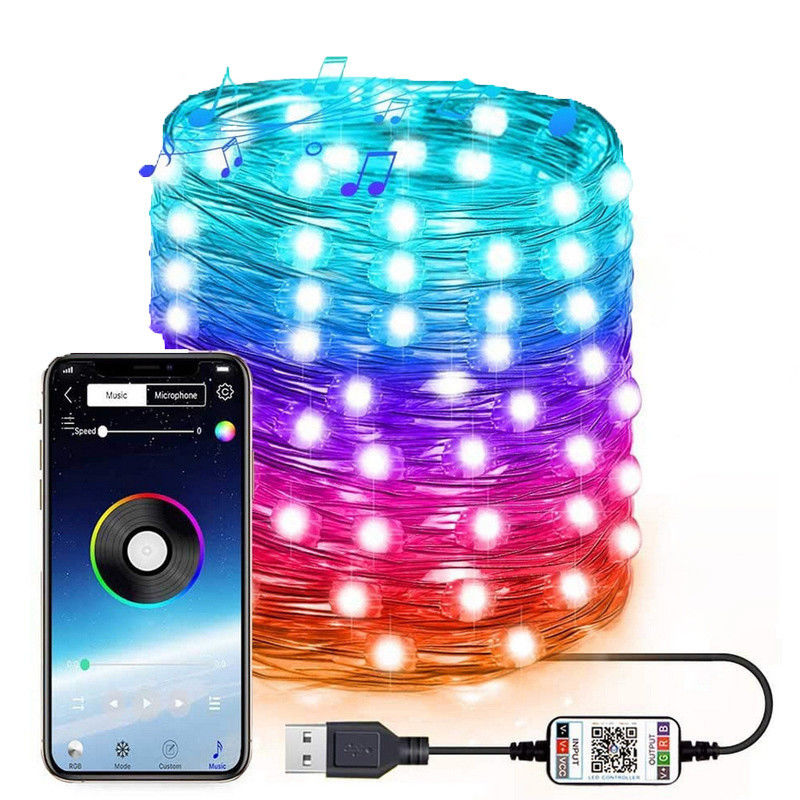 IP65 USB 6lm Güneş Dekoratif Işıklar Güneş Enerjili Dize Bahçe Işıkları