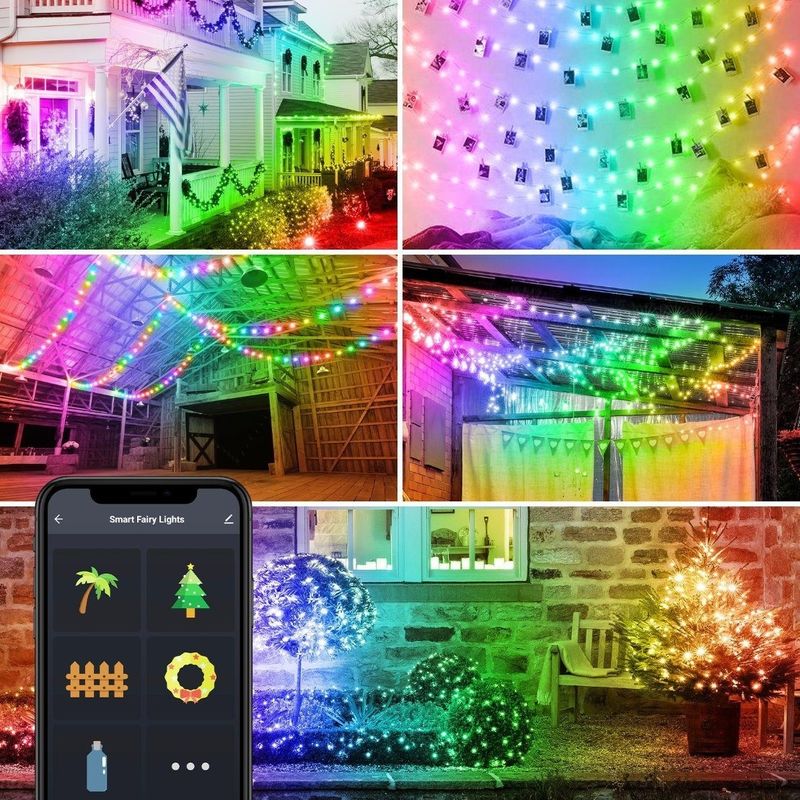 Bluetooth WiFi Solar Dekoratif Işıklar 5m 10m Renkli Küre Işıkları
