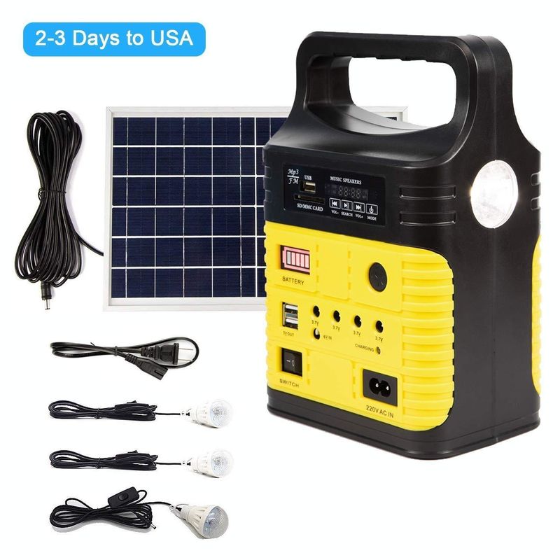 Solar FM Radyo Solar Kit Kapalı Izgara Güneş Sistemi 10W Solar Ev Işık Kiti Küresel Gündoğumu Işıkları