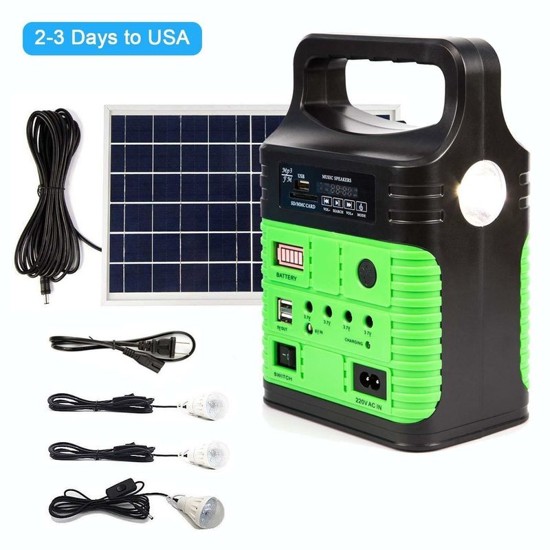 Solar FM Radyo Solar Kit Kapalı Izgara Güneş Sistemi 10W Solar Ev Işık Kiti Küresel Gündoğumu Işıkları