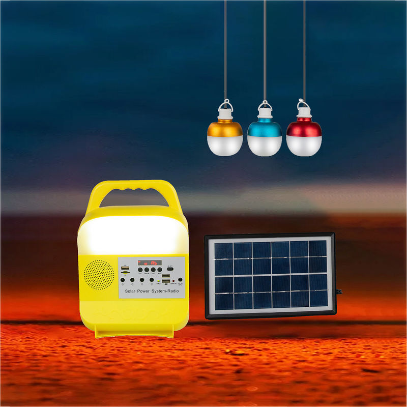Boyalı Mat Taşınabilir Güneş Ev Aydınlatma Sistemi 5W 3PCS Güneş Panelli LED Ampul