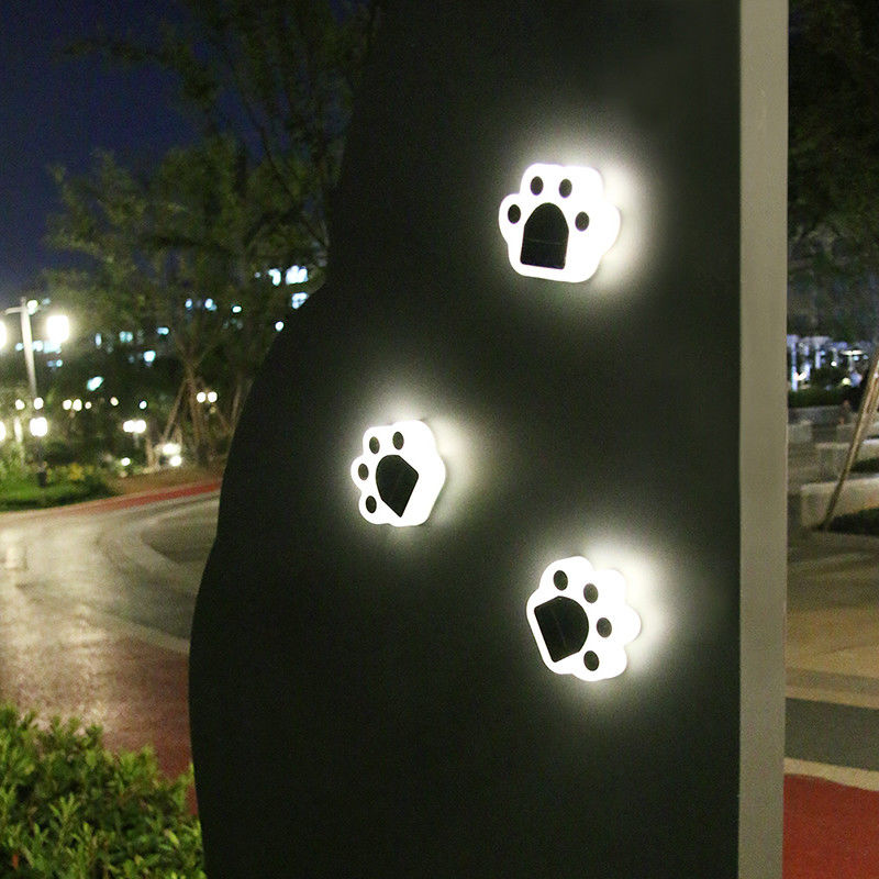5000K 70lm Solar Dekoratif Işıklar Fişli Kedi Paw Print Solar Çim Lambası