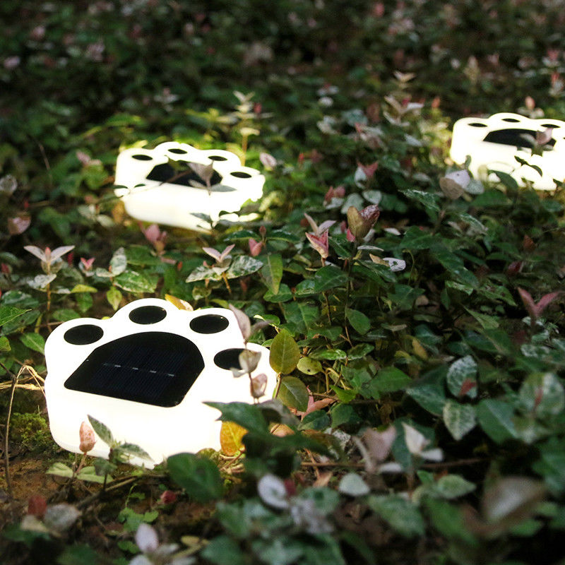 5000K 70lm Solar Dekoratif Işıklar Fişli Kedi Paw Print Solar Çim Lambası