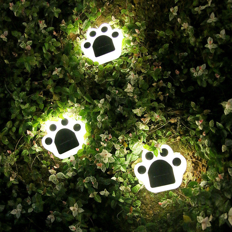 5000K 70lm Solar Dekoratif Işıklar Fişli Kedi Paw Print Solar Çim Lambası