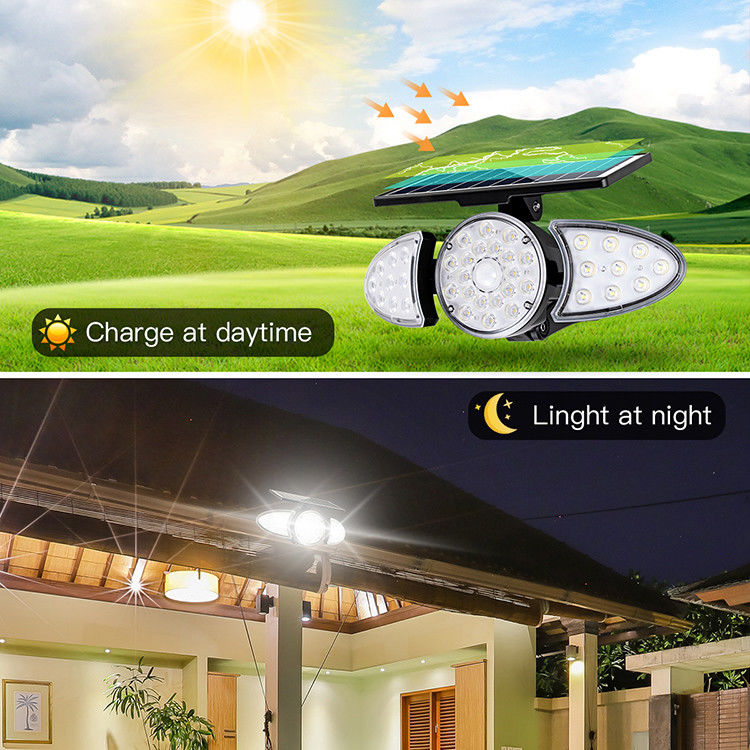 40000H Ömrü 3.7V 2500mAh Güneş Enerjili Duvar Lambası 38PCS LED Duvar Hareket Sensörü Işık