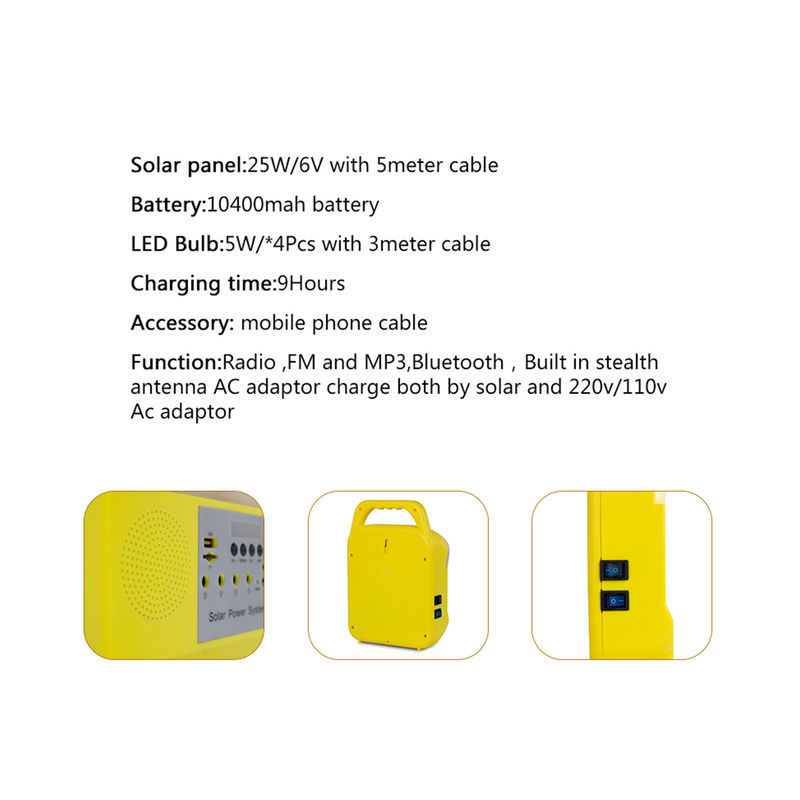 Radyo USB Şarj Portlu 25 Watt Mobil Ev Solar Aydınlatma Sistemi SRE-6828 3 adet