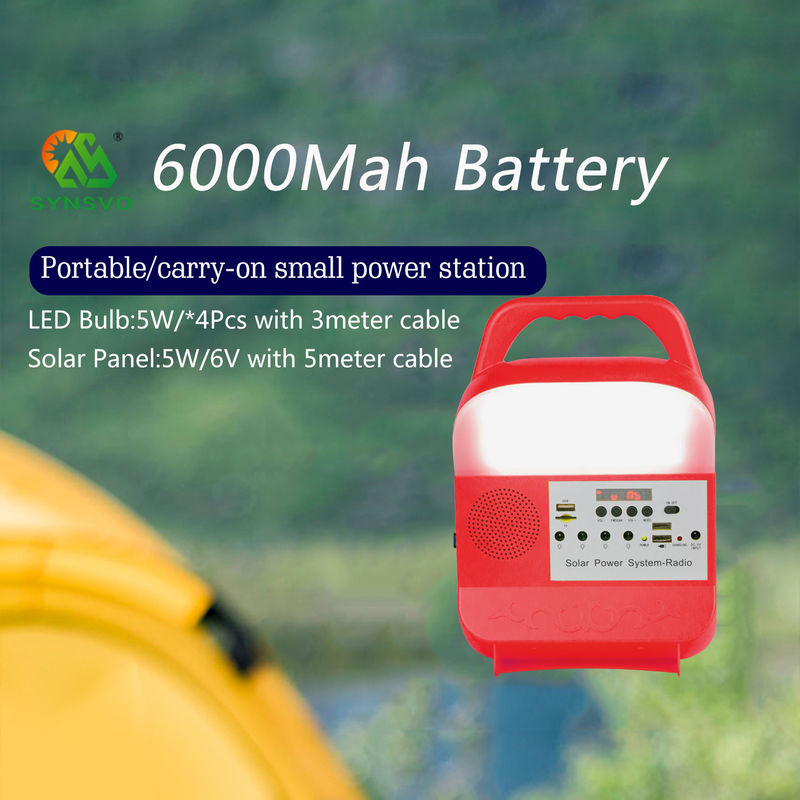 6000Mah 5kw Taşınabilir Güneş Enerjili Jeneratör Aydınlatma Sistemi Kiti El Tipi