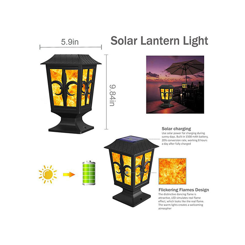 IP 65 Dış Mekan Güneş Duvar Işıkları 3.2V Yangın Alev Suya Dayanıklı Bahçe LED Duvar Lambası