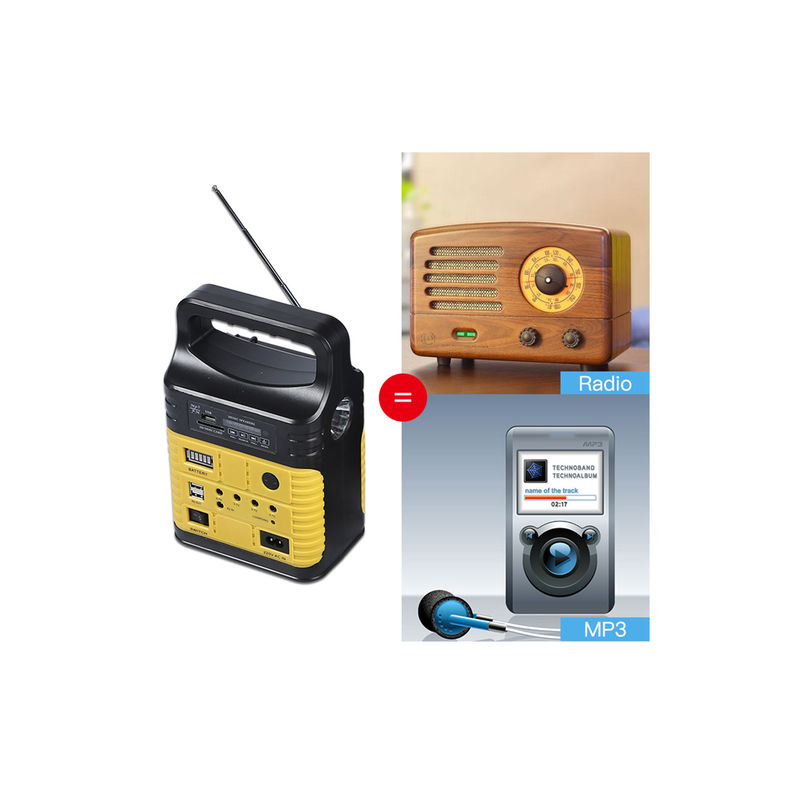Dahili FM Radyo MP3 Mini Açık Kamp ile 7500mah Taşınabilir Güneş Enerjisi Sistemi Kiti