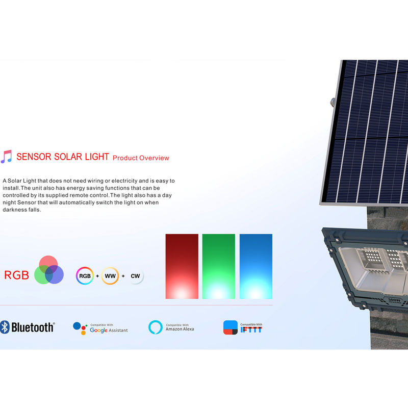 Akıllı APP Kontrolü RGB Renk Değiştiren Dış Mekan Dış Mekan Projektörleri Güneş Enerjisi