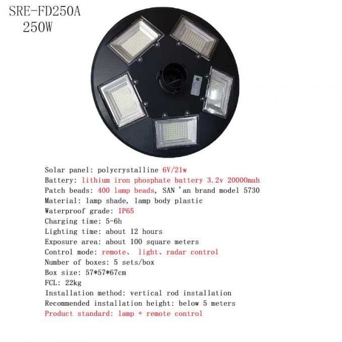 Yuvarlak UFO Güneş Işığı Su Geçirmez IP65 150W 250W 3