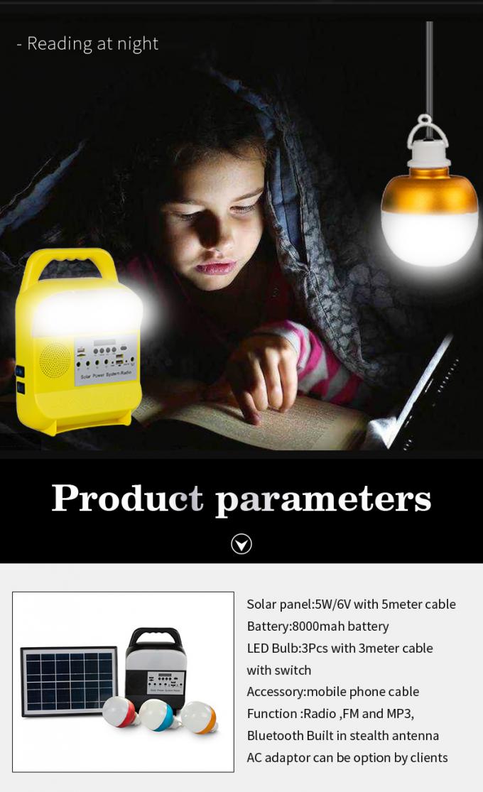 Solar Home Lighting System Emergency Power Supply/Camping Power Supply/Remote Area Solar Lighting with Charging Line